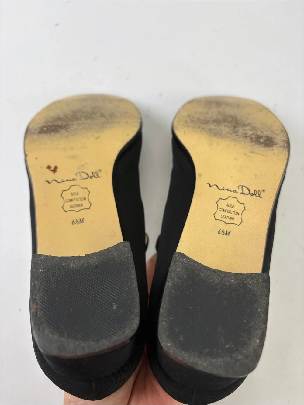 🐨 Nina Doll Black Mary Jane Low Heel Flats with Buckle Strap fabric upper